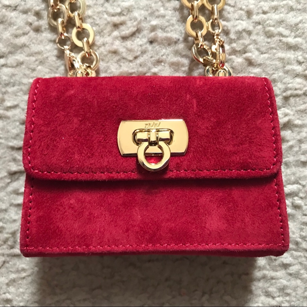 Red suede lipstick bag - Picture 2 of 5